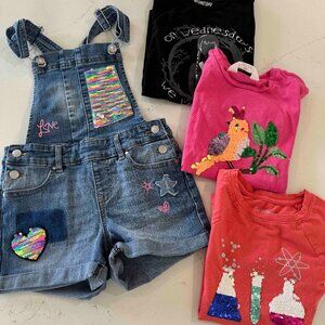 Sequin Flip Overalls and Tees Bundle Size 5-6